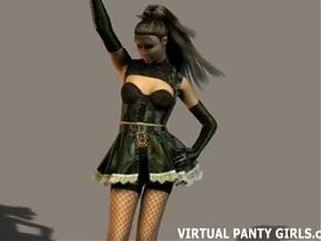 3d anime maid teasing in skin tight lingerie