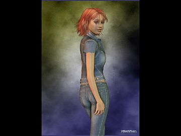 3d woman dressed all in denim