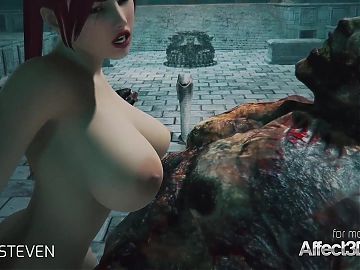 3d animation moster sex with a red head enormous boobs chick