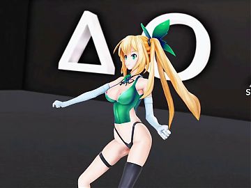 Souzetsu Gekkou, Mirai Akari, Virtual Youtuber - Hentai MDD Music dance video, 3d undressing, dark green eyes, color edi