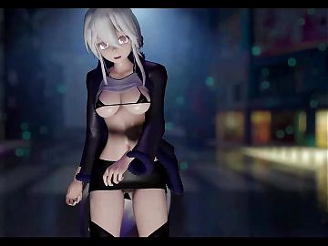 Haku Dancing In Sexy Short Skirt   Gradual Undressing (3D HENTAI)