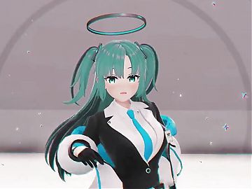 Blue Archive Yuuka Undress Dance Hentai Playboy Suit Mmd 3D Clear Blue Hair Color Edit Smixix